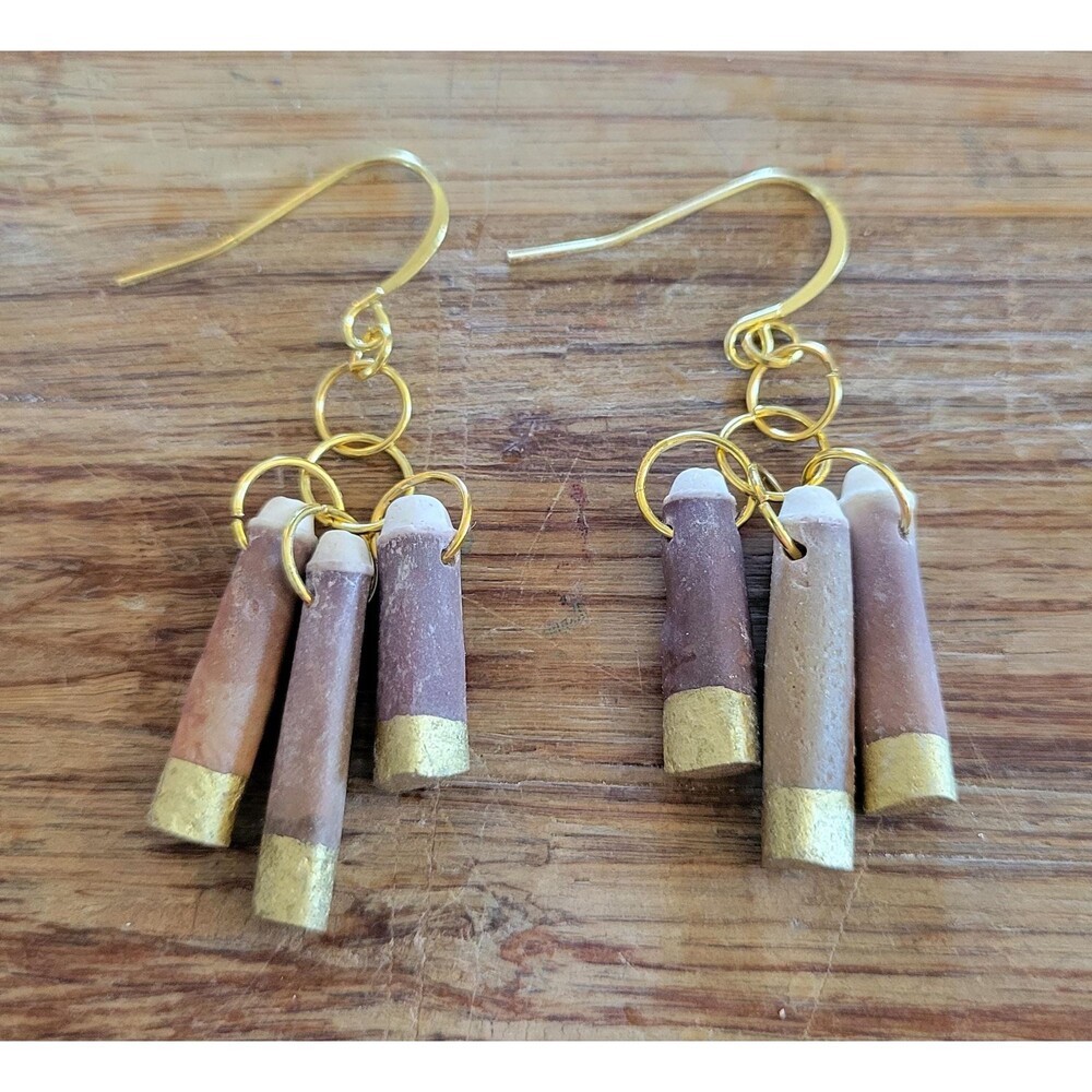 Sea Urchin Spine Earrings, Triple Dangle Boho Spike Jewelry, Beachcomber Gift